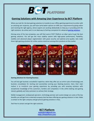 gaming solutions with amazing user experience