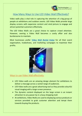 how many ways to use led video wall effectively