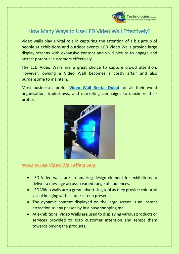 how many ways to use led video wall effectively