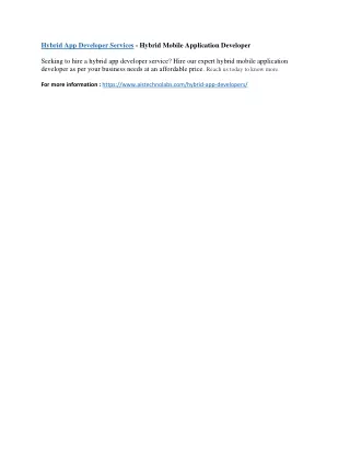 hybrid app developer services hybrid mobile