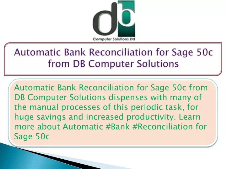 automatic bank reconciliation for sage 50c from