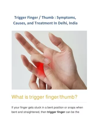 Trigger Finger, Thumb - Symptoms, Causes, and Treatment In Delhi, India - Removemypain