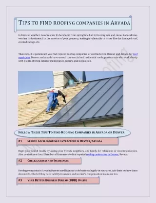 Follow these tips to find roofing companies in Arvada
