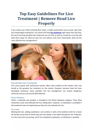 Top Easy Guidelines For Lice Treatment | Remove Head Lice Properly