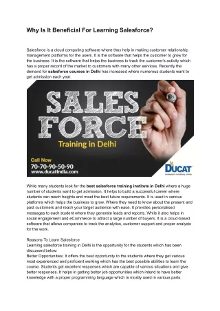 why is it beneficial for learning salesforce