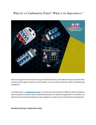 What Is A Combination Panel? What Is Its Importance?