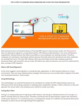 TOP-4 STEPS TO CONSIDER WHILE MIGRATING ERP CLOUD FOR YOUR ORGANIZATION