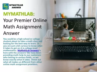 MyMathLab: Your Premier Online Math Assignment Answer