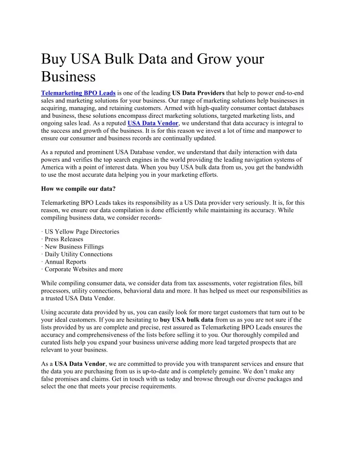 buy usa bulk data and grow your business