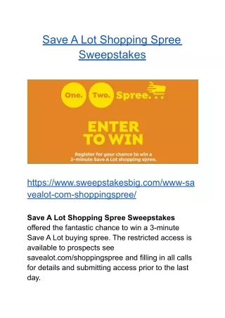Save A Lot Shopping Spree Sweepstakes