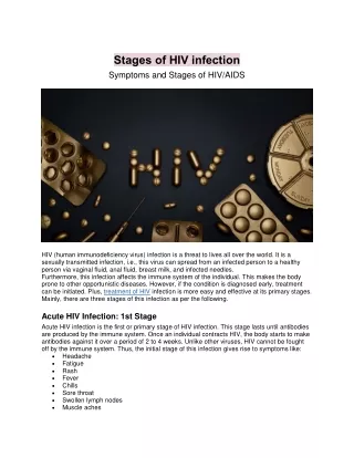 stages of hiv infection symptoms and stages