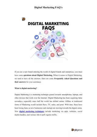 Digital Marketing FAQs - Digilligence