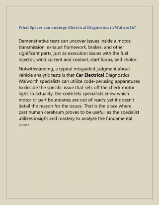 what spaces can undergo electrical diagnostics
