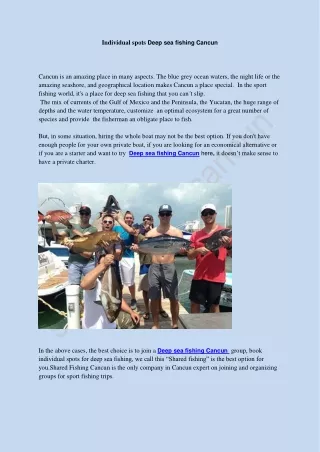Deep Sea Fishing Cancun | Shared Fishing Cancun