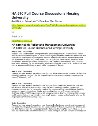 ha 610 full course discussions herzing university