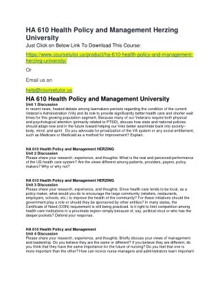 ha 610 health policy and management herzing