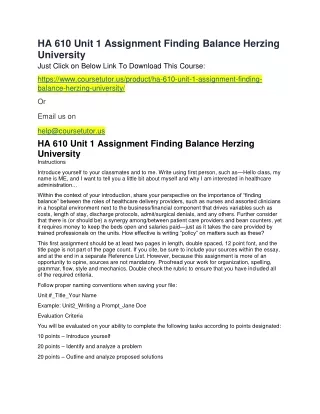 ha 610 unit 1 assignment finding balance herzing