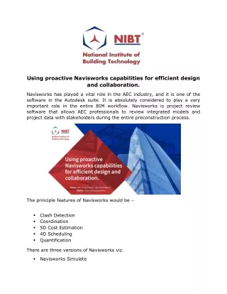 using proactive navisworks capabilities