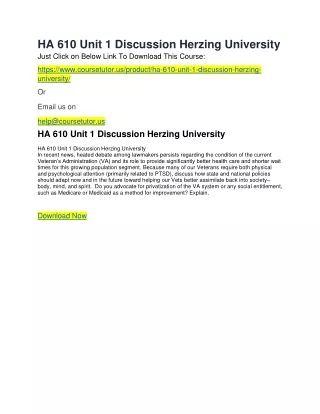 ha 610 unit 1 discussion herzing university just