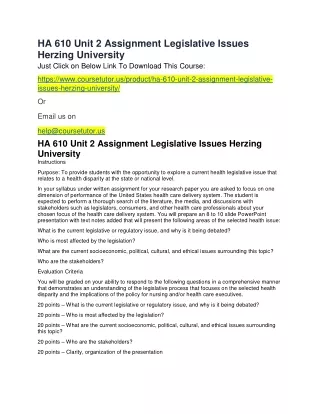 ha 610 unit 2 assignment legislative issues