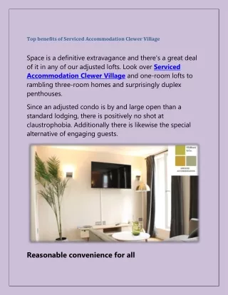 top benefits of serviced accommodation clewer