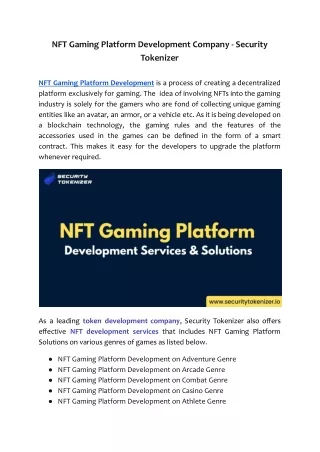 nft gaming platform development company security