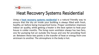 heat recovery systems residential