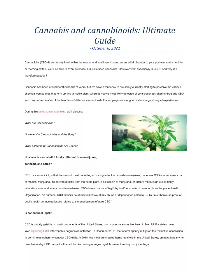 cannabis and cannabinoids ultimate guide october