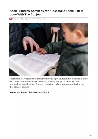 Social Studies Activities for Kids