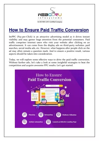 how to ensure paid traffic conversion imppc