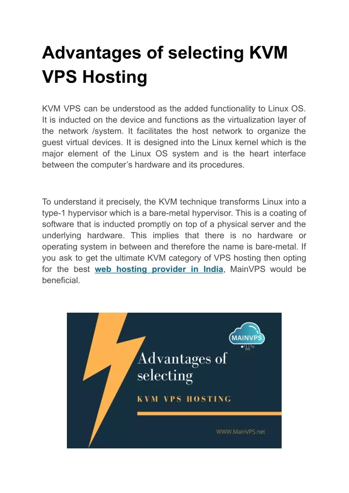 advantages of selecting kvm vps hosting