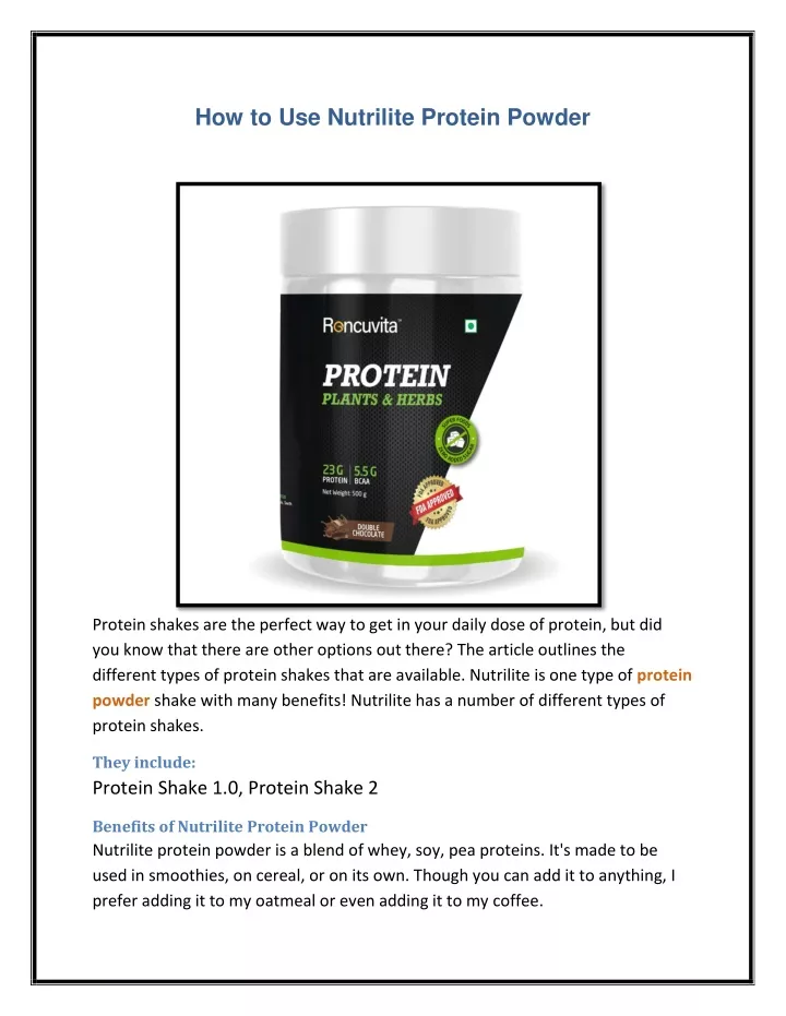 how to use nutrilite protein powder