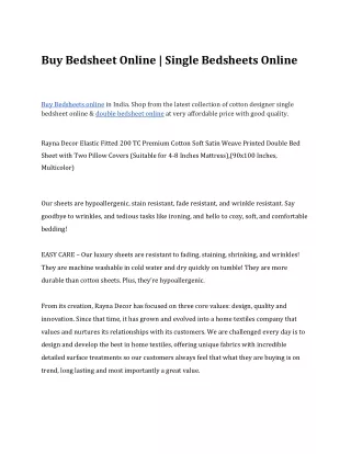 Buy Bedsheet Online | Single Bedsheets Online