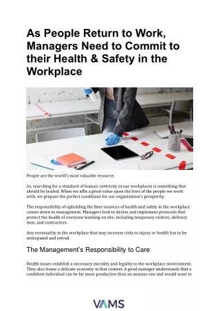 Managers Need to Commit to their Health & Safety in the Workplace