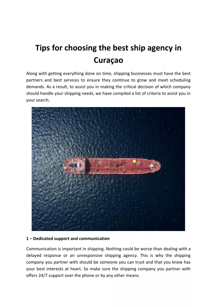 tips for choosing the best ship agency in cura ao