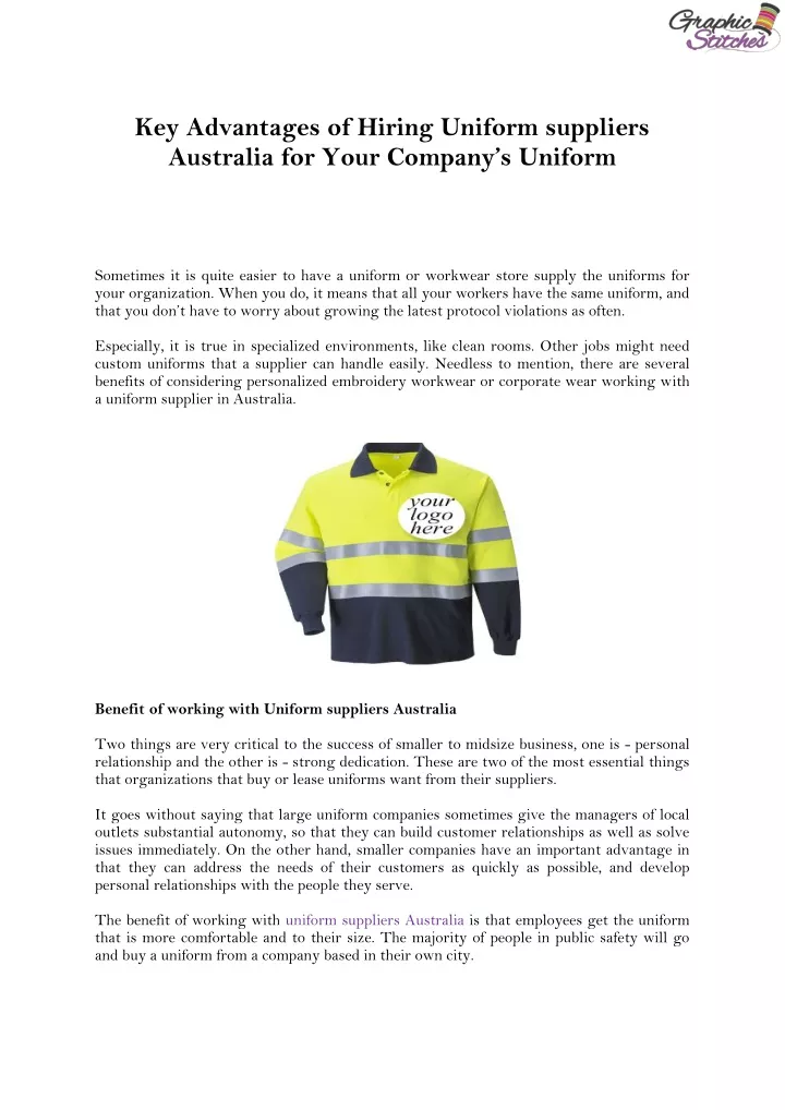 key advantages of hiring uniform suppliers