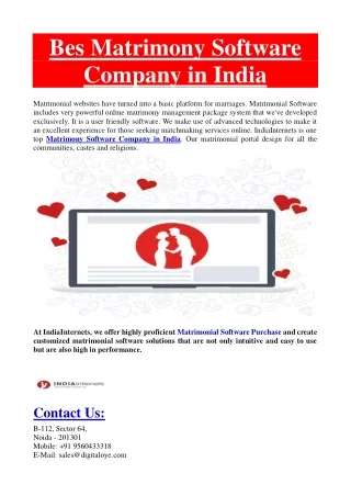 Matrimony Software Company in India