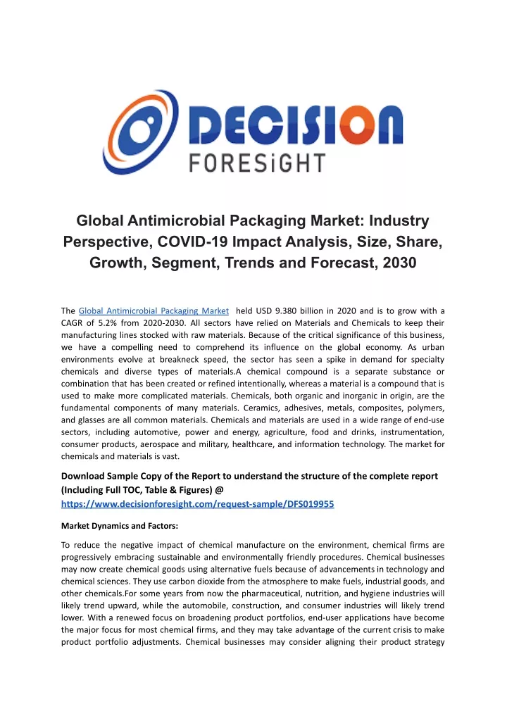 global antimicrobial packaging market industry