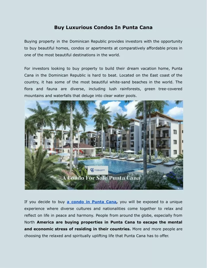 buy luxurious condos in punta cana