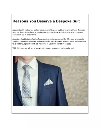 Reasons You Deserve a Bespoke Suit