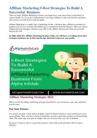 Affiliate Marketing: 5-Best Strategies To Build A Successful  Business