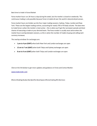 Best time to trade in forex