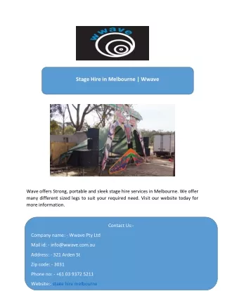 stage hire in melbourne wwave