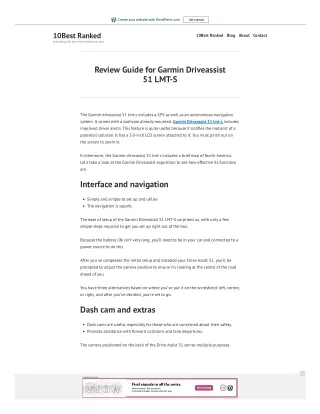 Review Guide for Garmin Driveassist 51 LMT-S