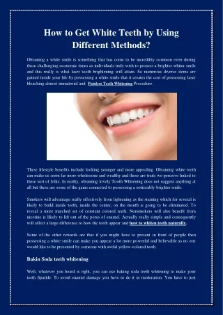 how to get white teeth by using different methods