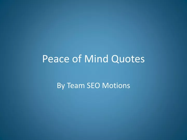peace of mind quotes