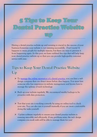 having a dental practice website up and running