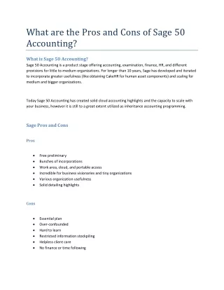 what are the pros and cons of sage 50 accounting