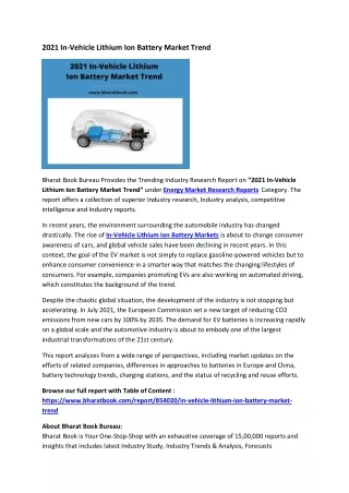 2021 in vehicle lithium ion battery market trend