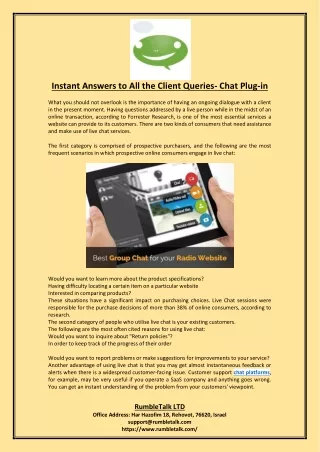 instant answers to all the client queries chat